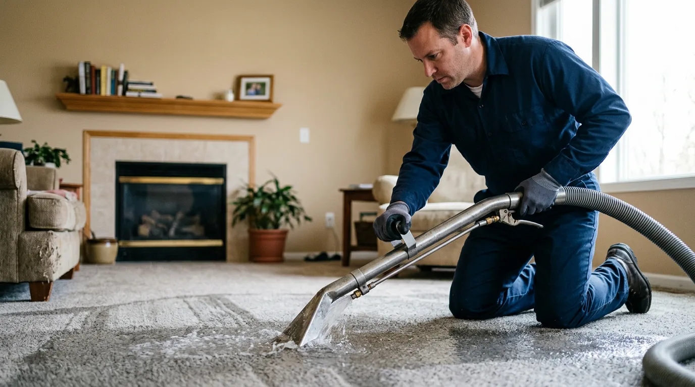 Water damage restoration technician working near Hamilton, MI